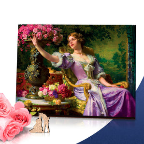 A Lady in a Lilac dress with Flowers - doctor-puzzle.com